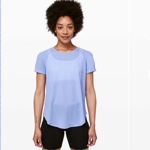 Lululemon Open Up Tie Back Tee in Hydrangea Blue